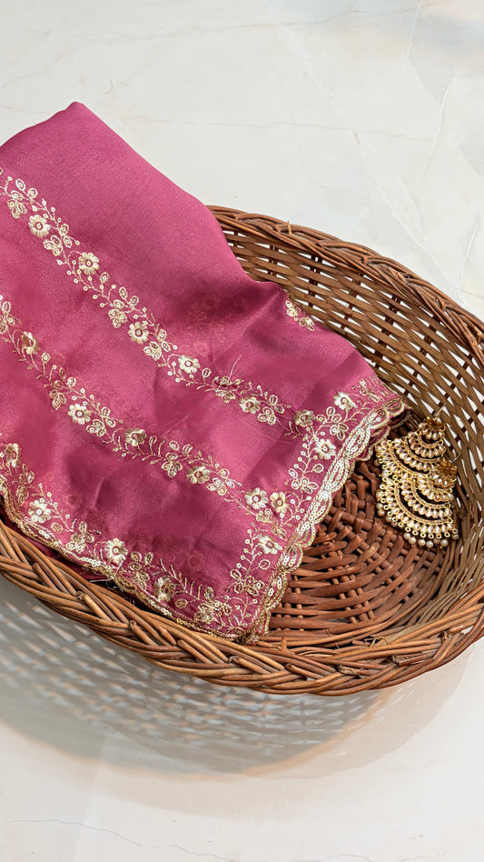Semi Crepe Saree with sequins