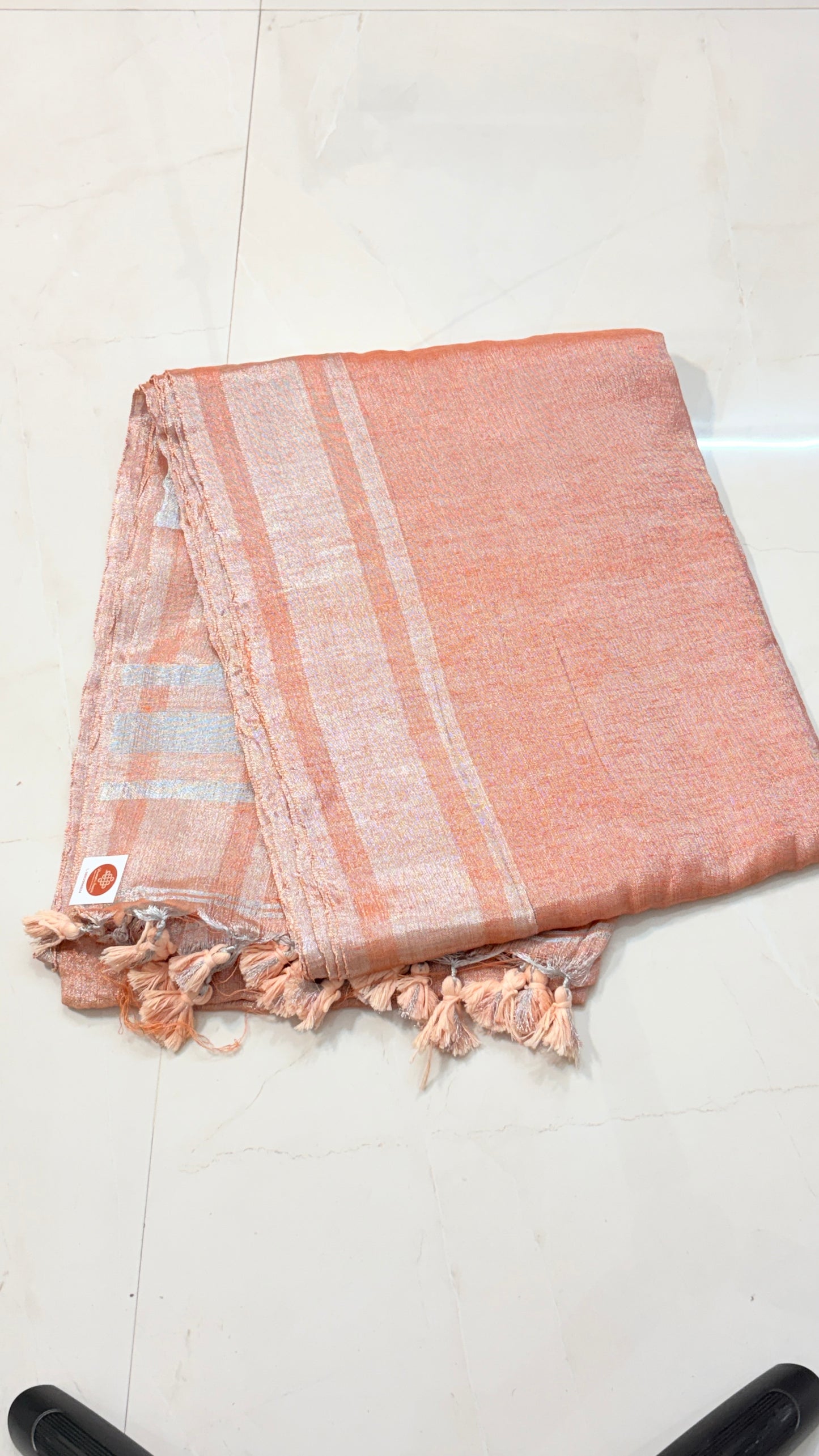 Khadi Tissue Sari with Thick Silver Border for Festive Vibes