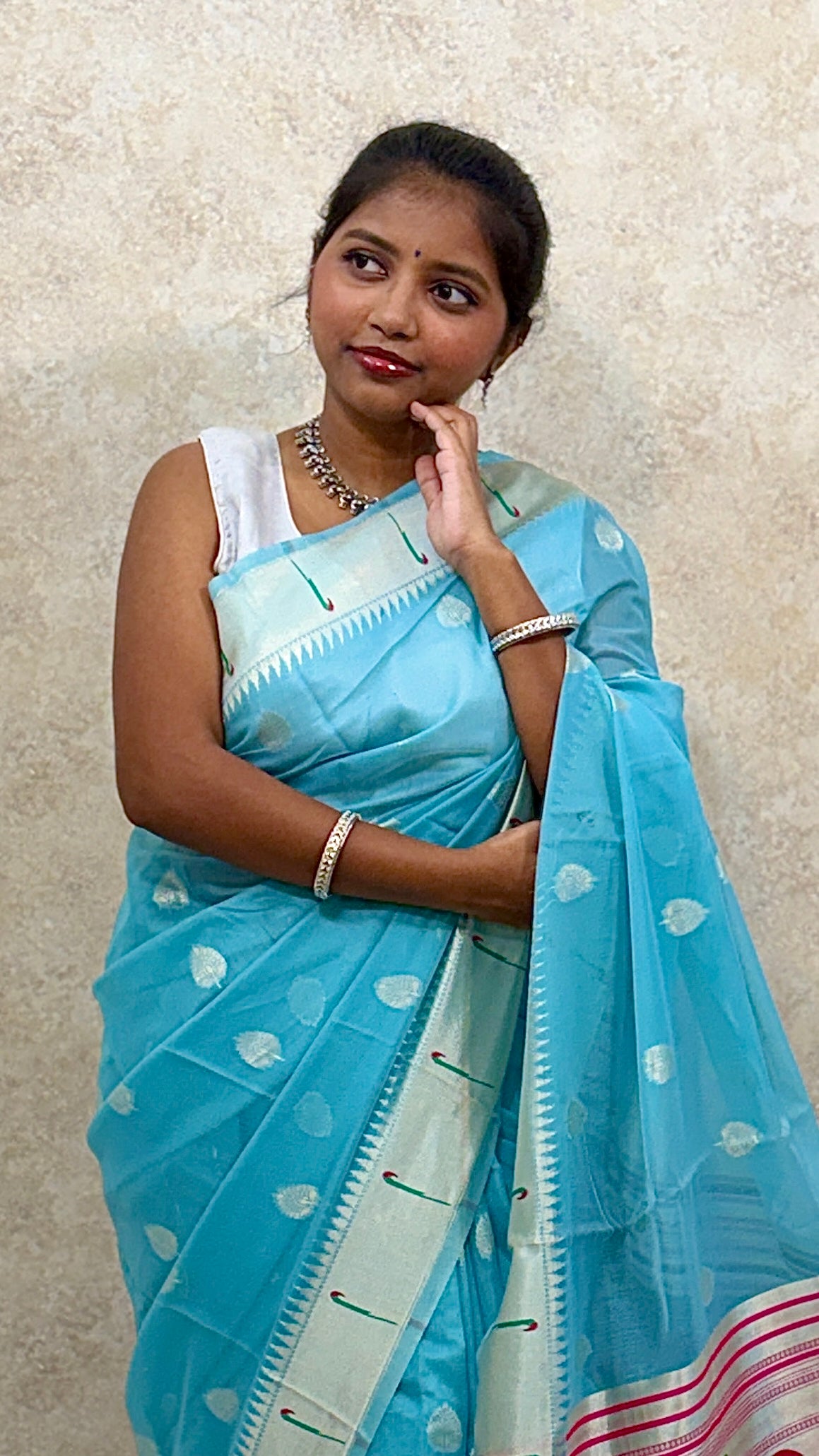 Cotton Paithani with Lotus work on pallu