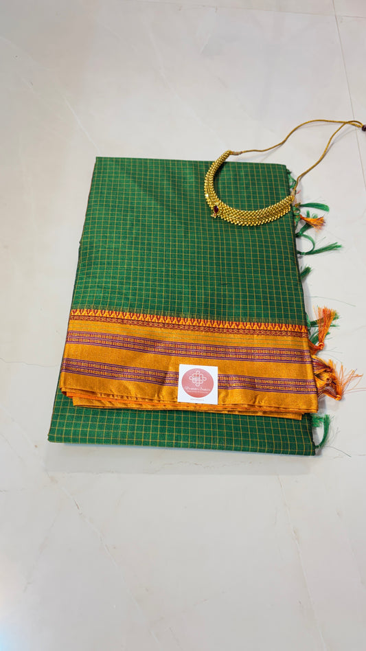 Semi Silk Ilkal Checks with Gayatri border saree