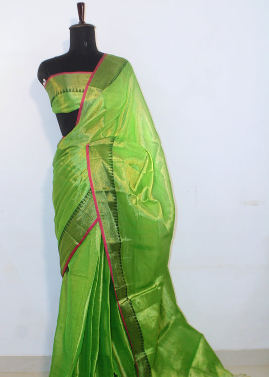 Tissue Silk Elegance – Zari-Trimmed Radiance