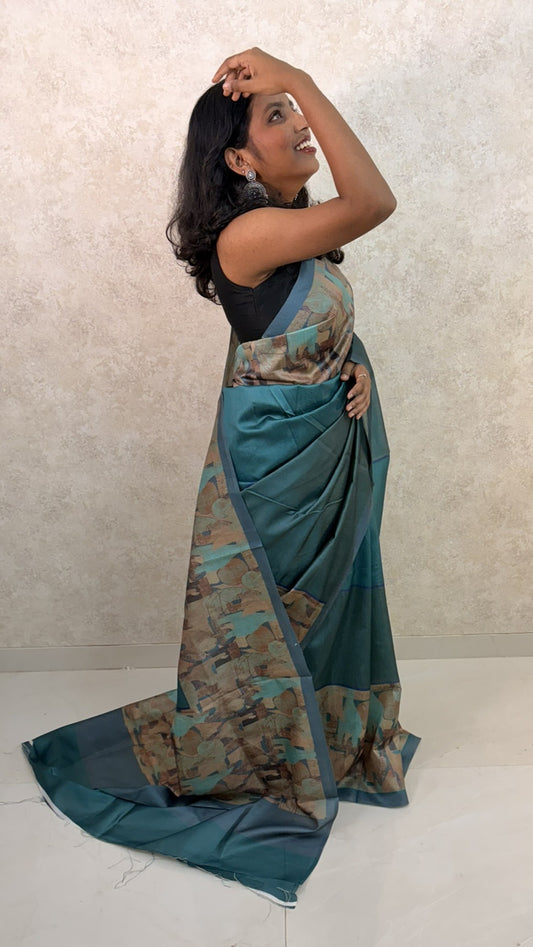 Art Silk Sari with Abstract Elegance