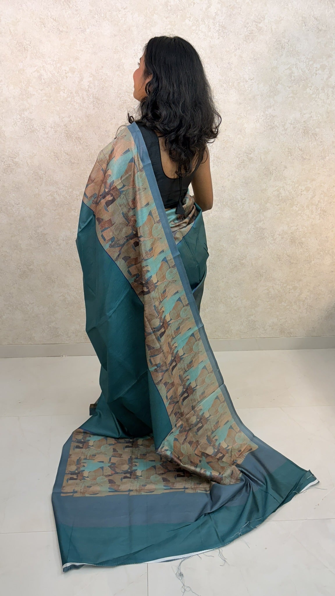 Art Silk Sari with Abstract Elegance
