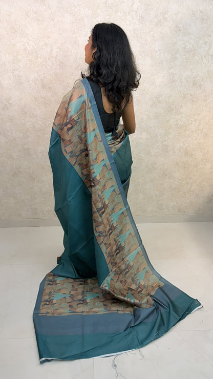 Art Silk Sari with Abstract Elegance