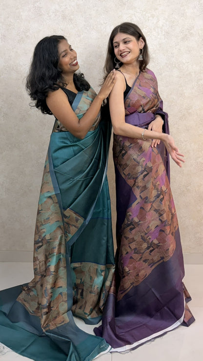 Art Silk Sari with Abstract Elegance