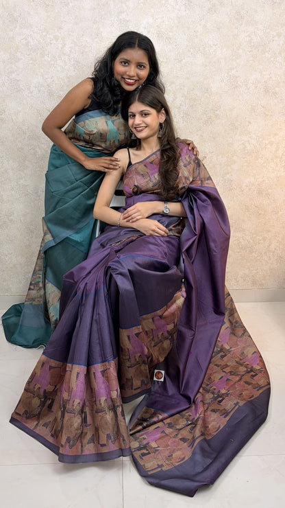 Art Silk Sari with Abstract Elegance
