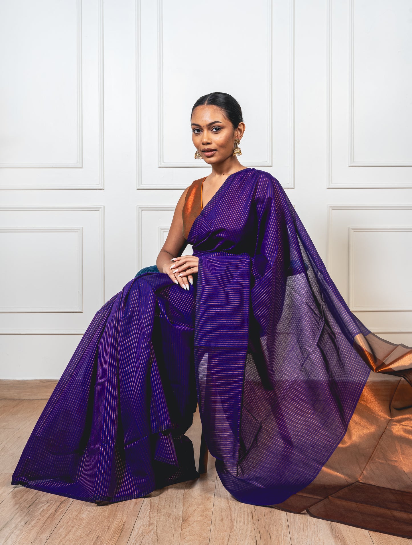 Maheshwari Saree with Copper Threads | Subtle Shine