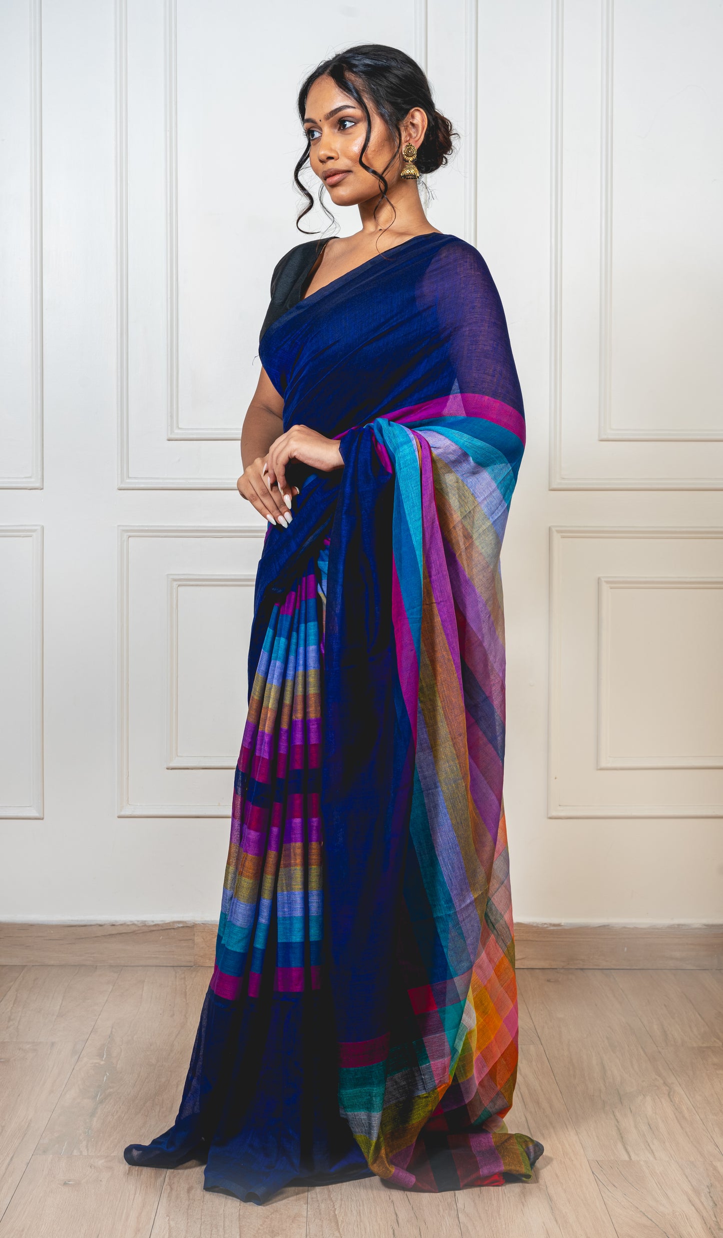 Mul Cotton Sarees In Satrangi  Stripes
