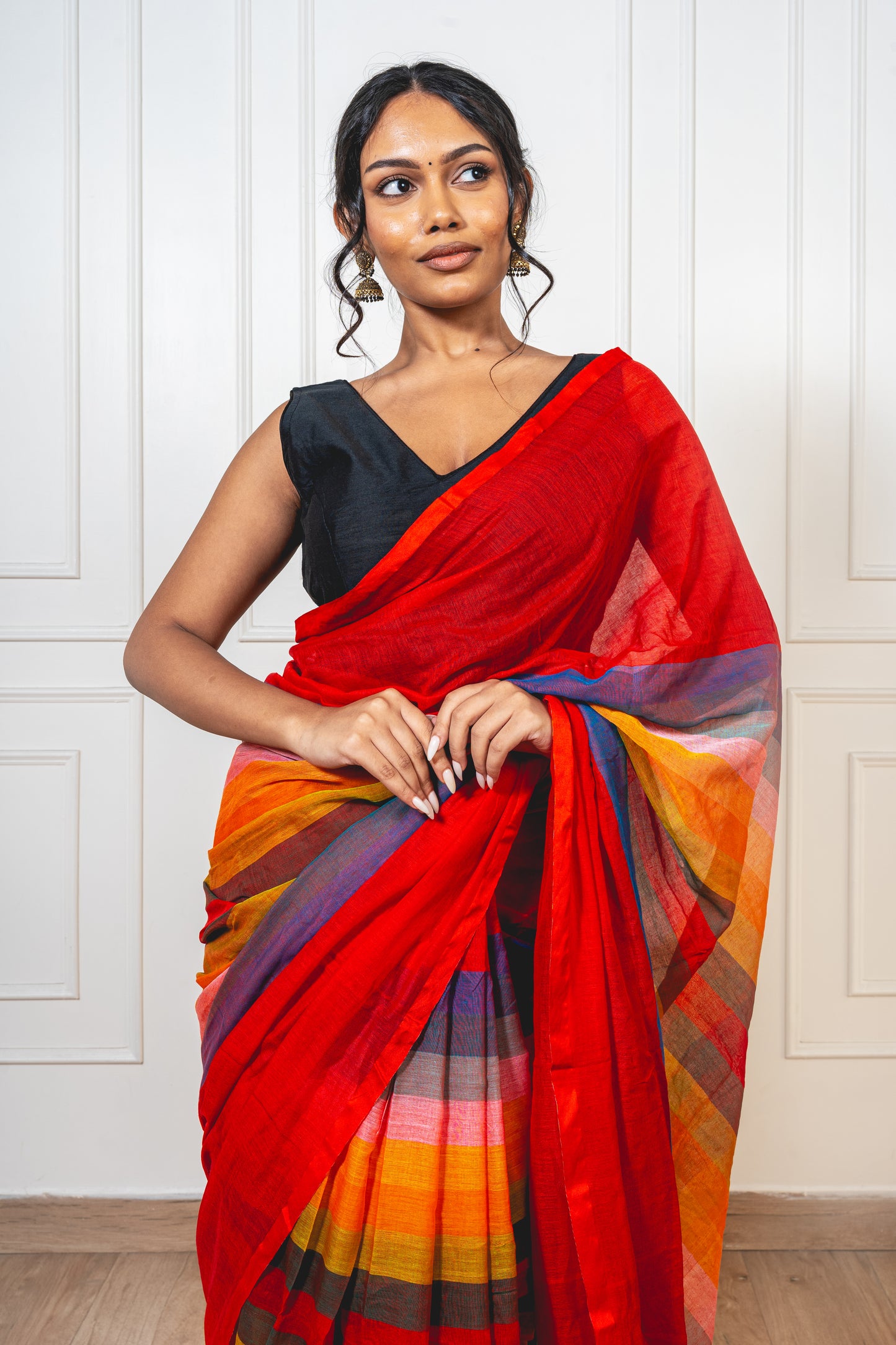 Mul Cotton Sarees In Satrangi  Stripes
