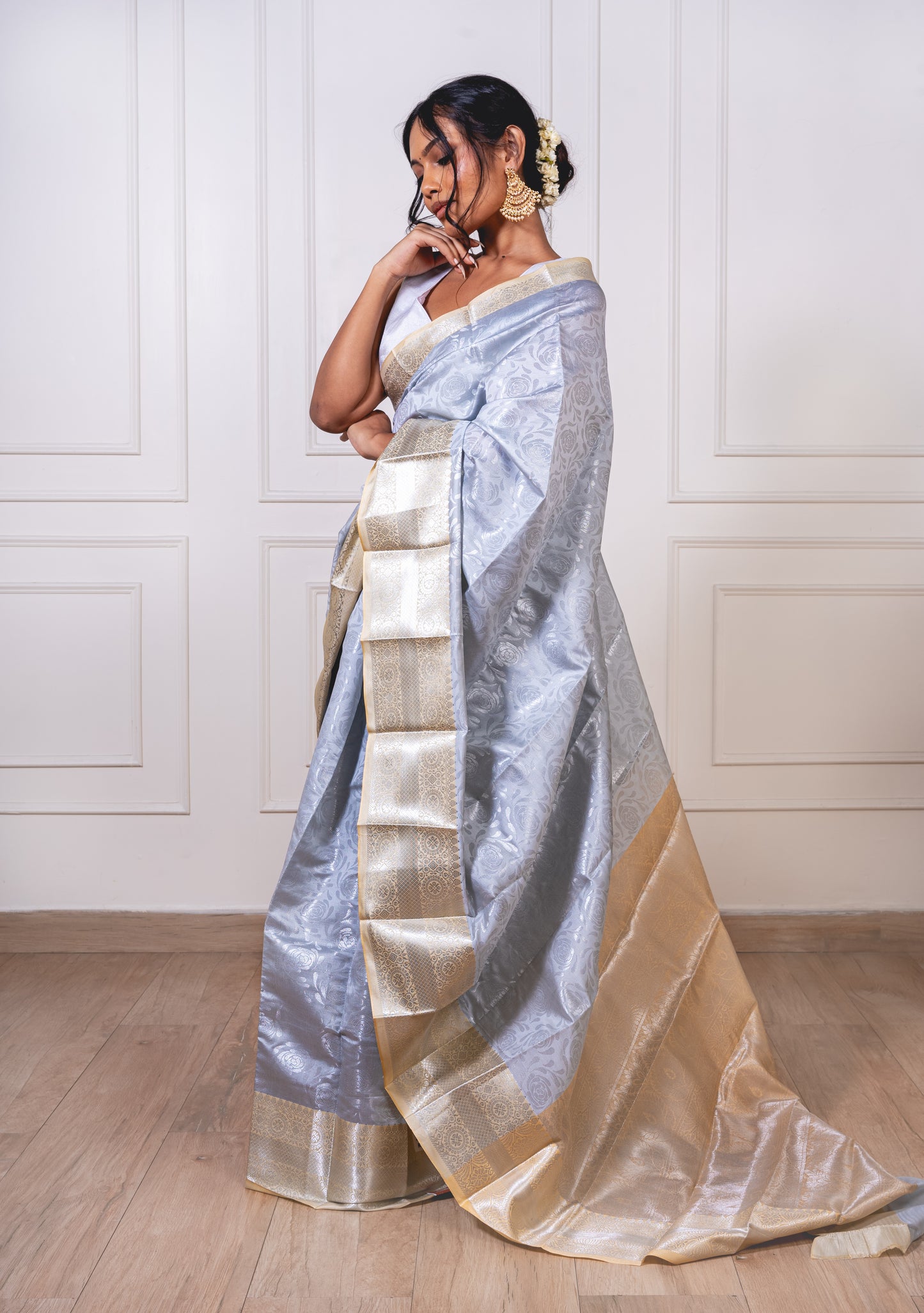 Silver Zari Sparkles- Self-Design Pastels