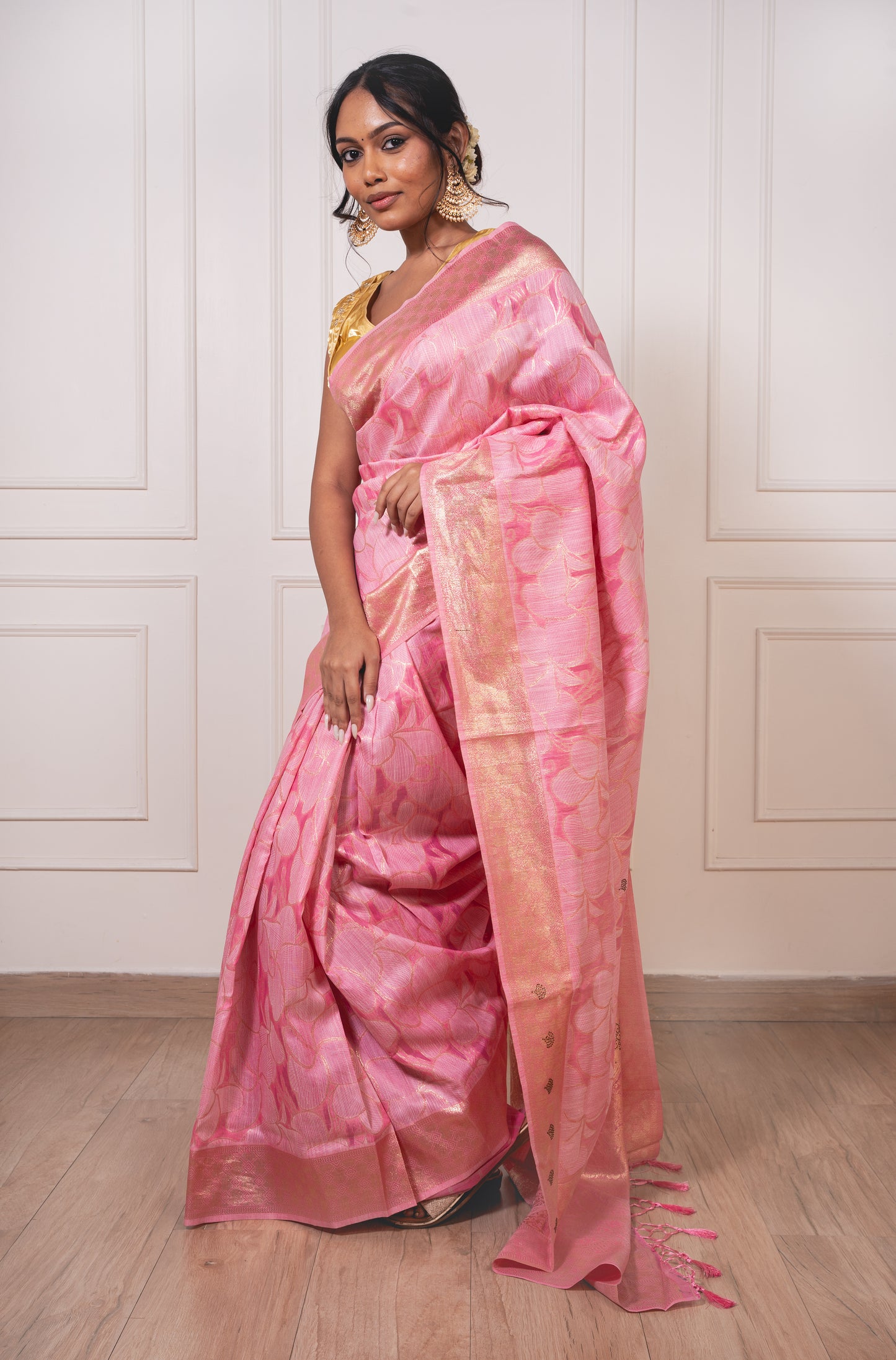 Magic Orchid  Semisilk Saree |  Pure Floral Grace