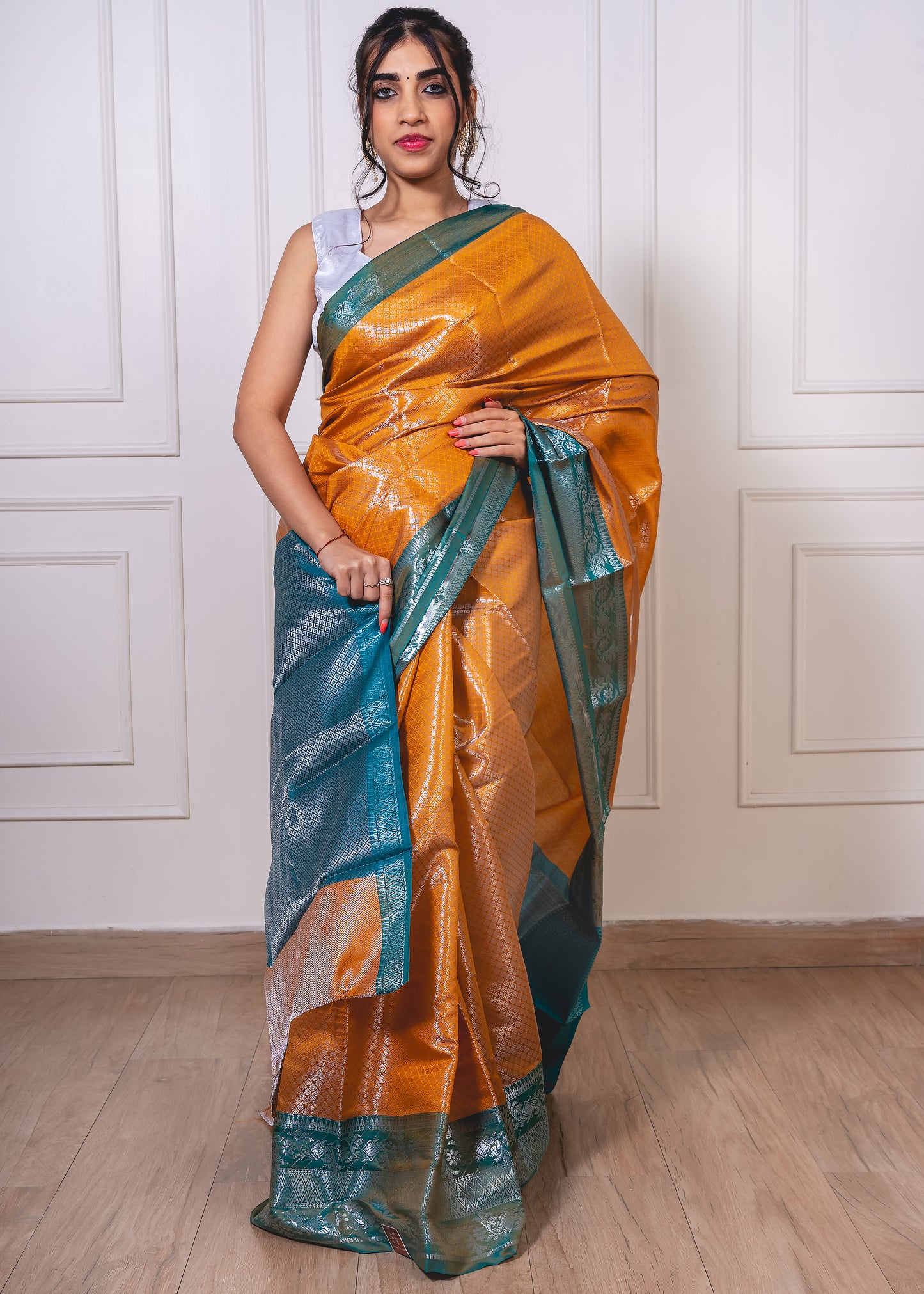 Silver Zari Sparkle-  Banarasi Brocade in Lustrous Silk