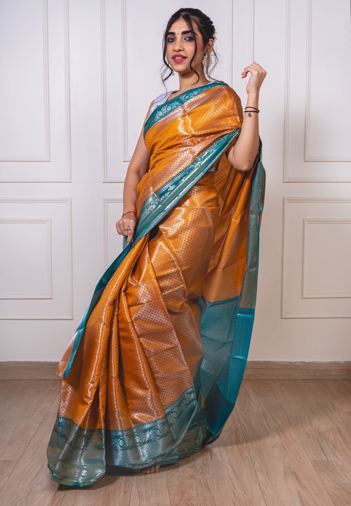 Silver Zari Sparkle-  Banarasi Brocade in Lustrous Silk