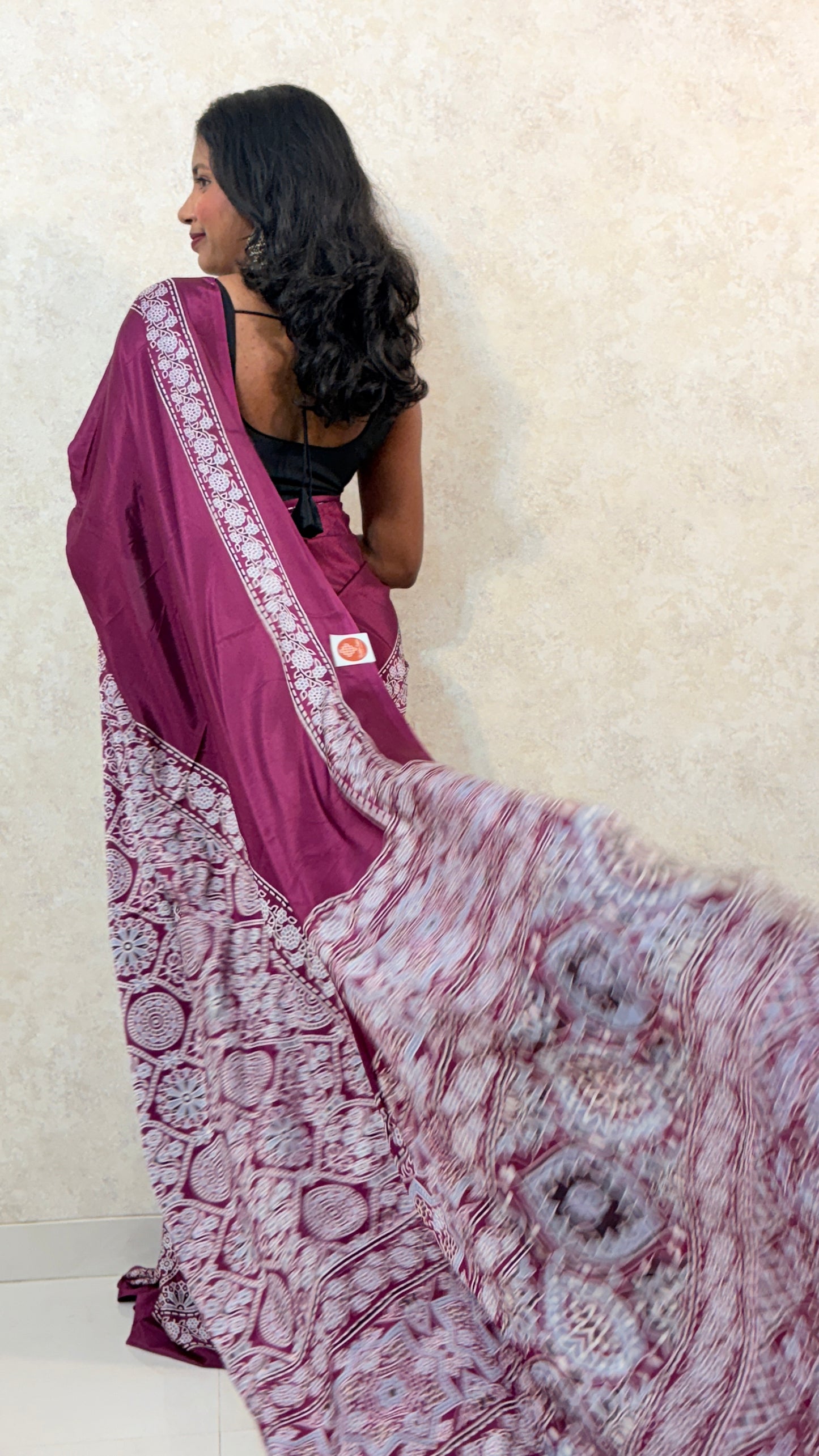 Modal Silk  Sari: Ajrakh Allure on Modal Magic