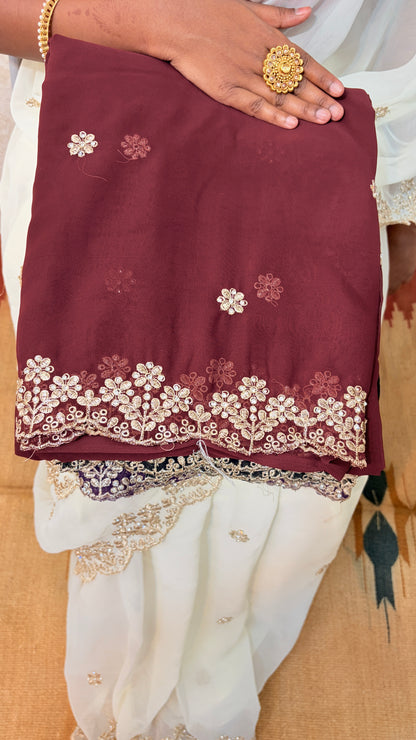 Party‑Perfect Georgette Saree with Golden Embellishments