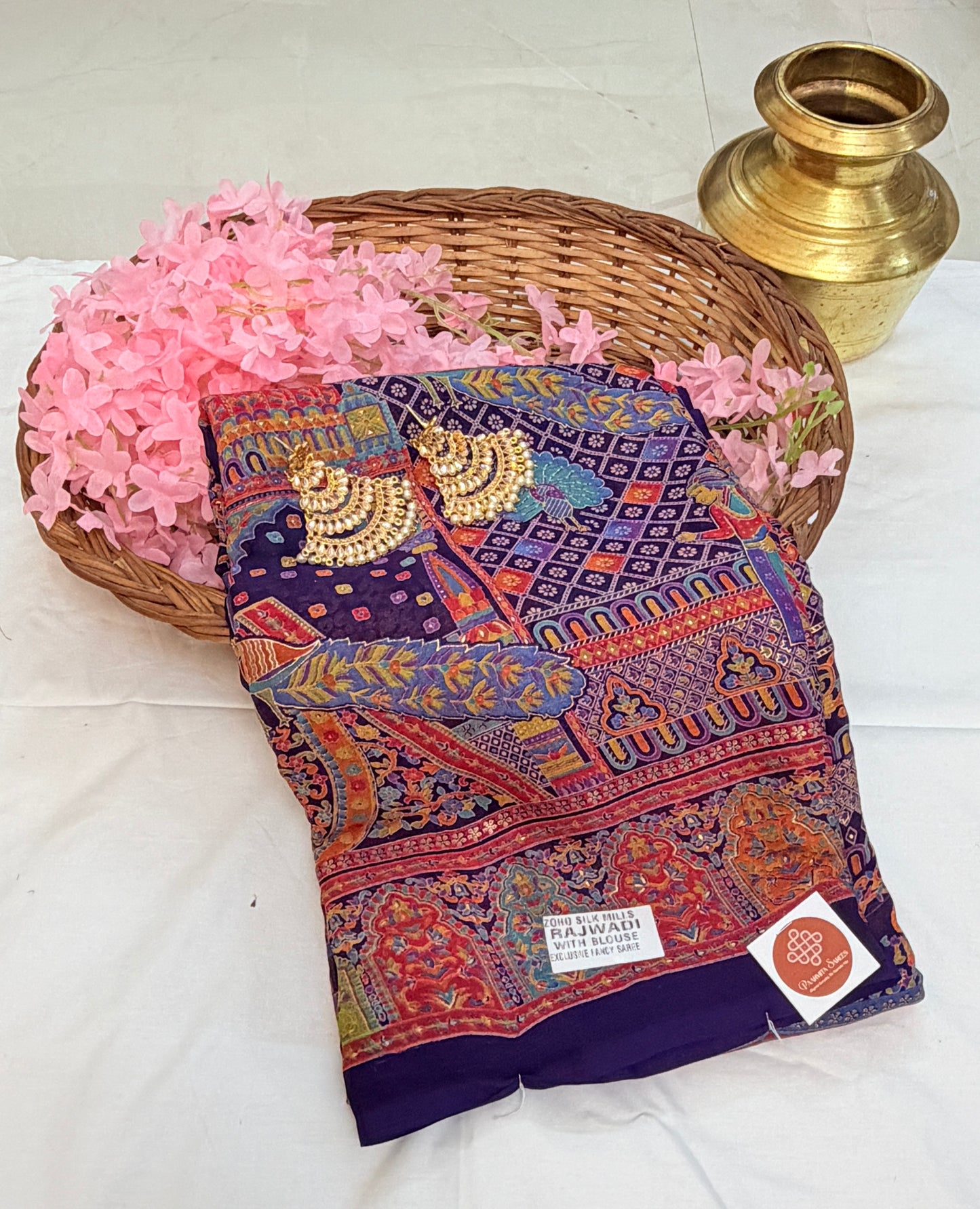 Flow & Glow: Chiffon Saree with Heritage Pashmina  Prints