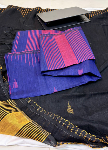 Elegant Cotton Linen  Saree with weaved border