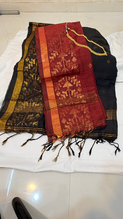 Lightweight Maheshwari with Digital Floral Border
