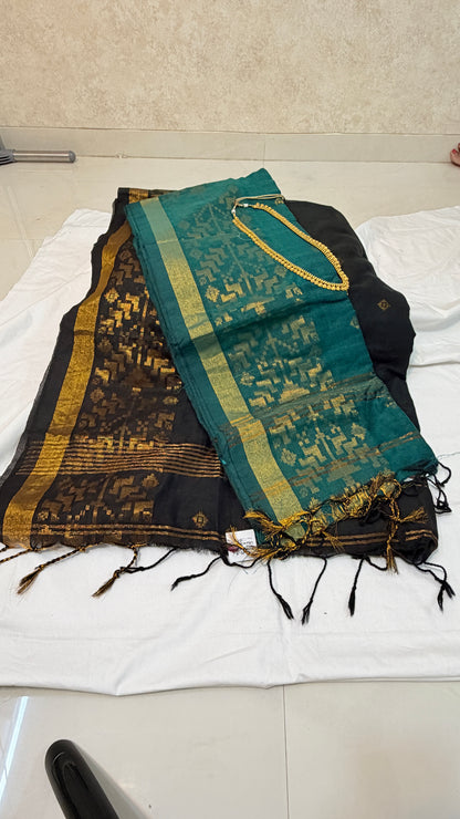 Lightweight Maheshwari with Digital Floral Border