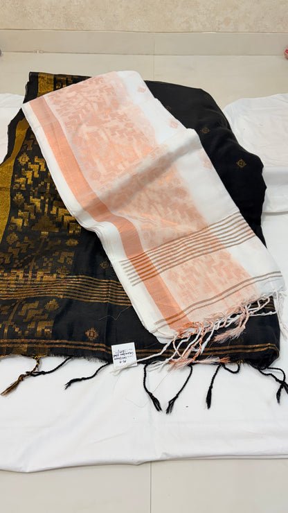 Lightweight Maheshwari with Digital Floral Border