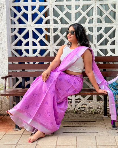 Pochampalli Subtle Print  Linen Sarees – Effortless Elegance for Workdays