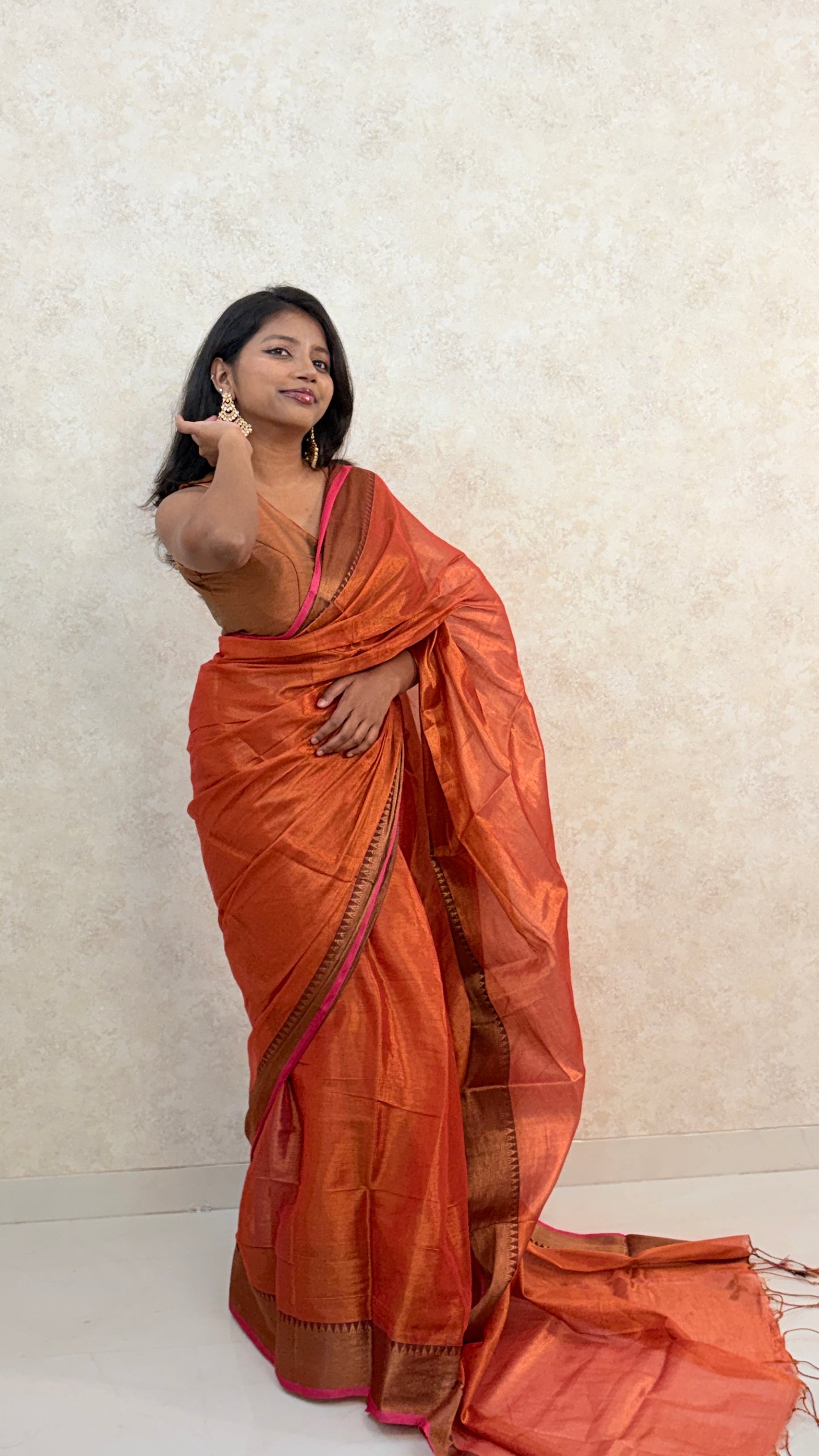 Elegant Tissue Saree with Reshim Border – Grace Meets Tradition