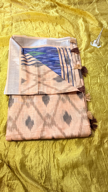 Pochampalli Subtle Print  Linen Sarees – Effortless Elegance for Workdays