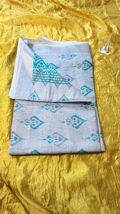 Pochampalli Subtle Print  Linen Sarees – Effortless Elegance for Workdays