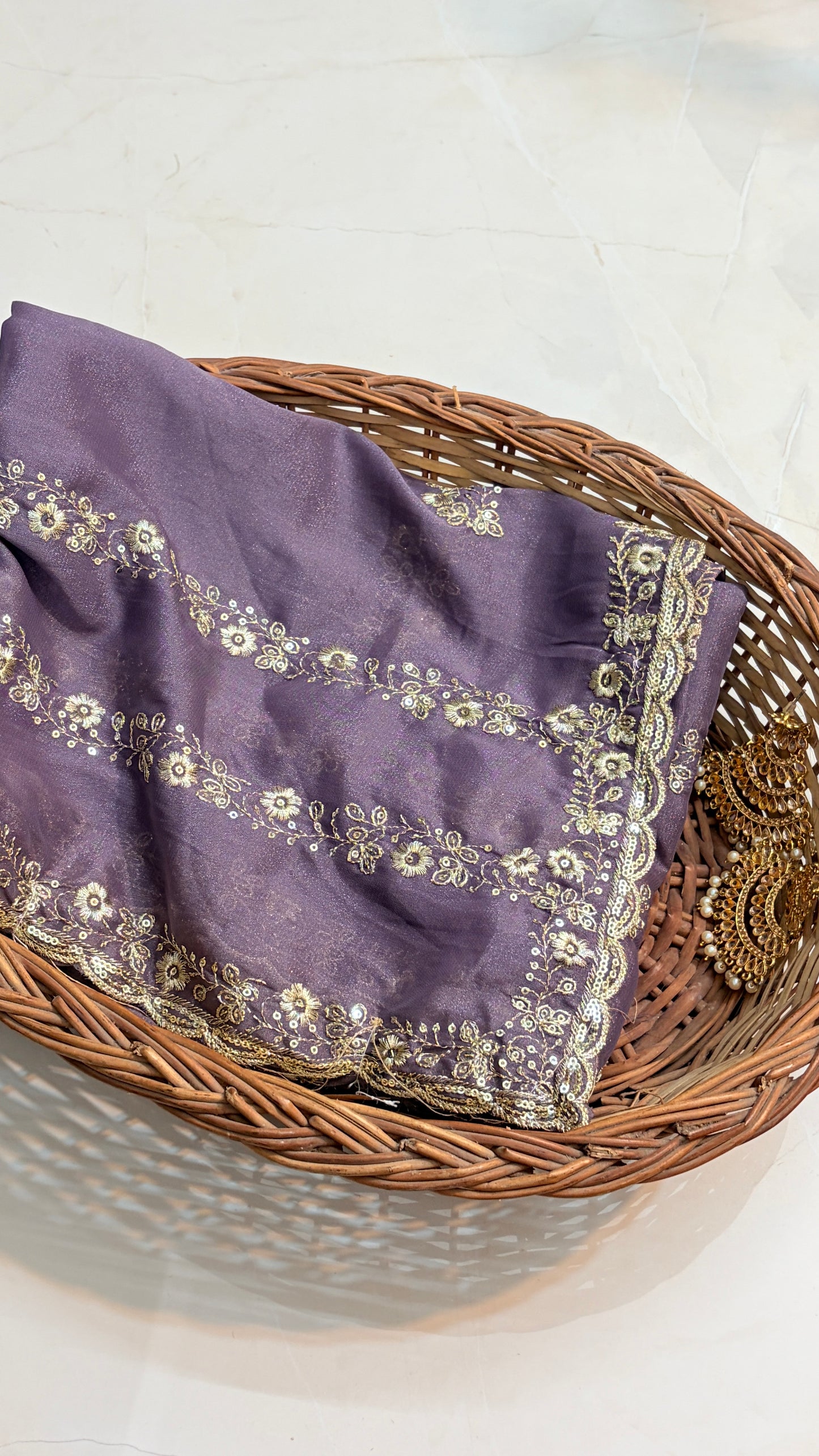 Semi Crepe Saree with sequins