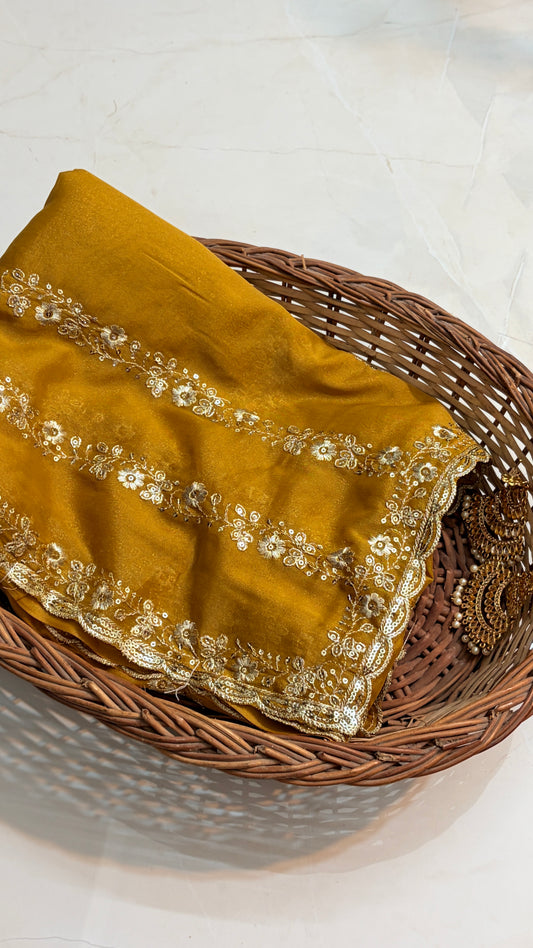 Semi Crepe Saree with sequins