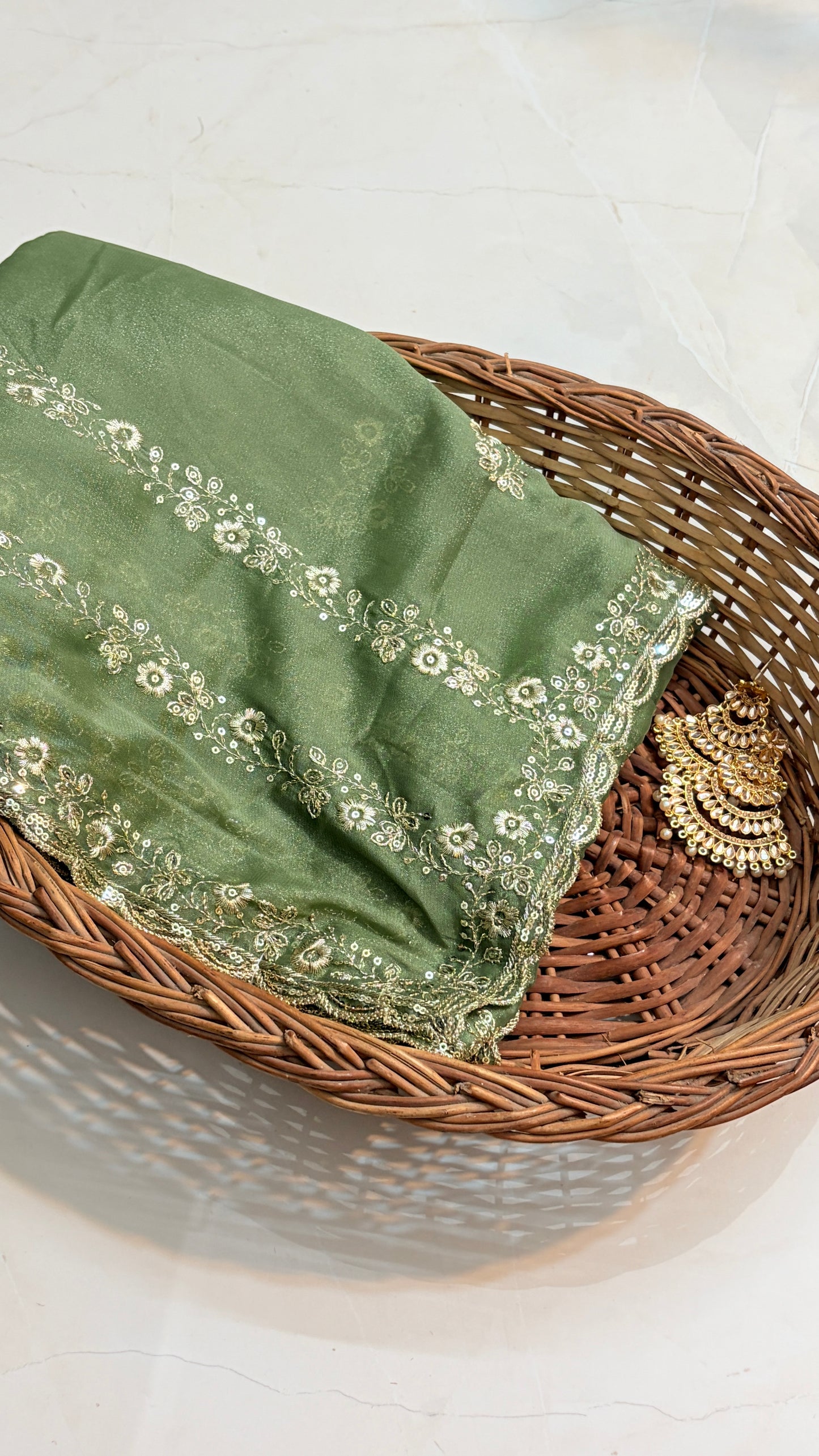 Semi Crepe Saree with sequins