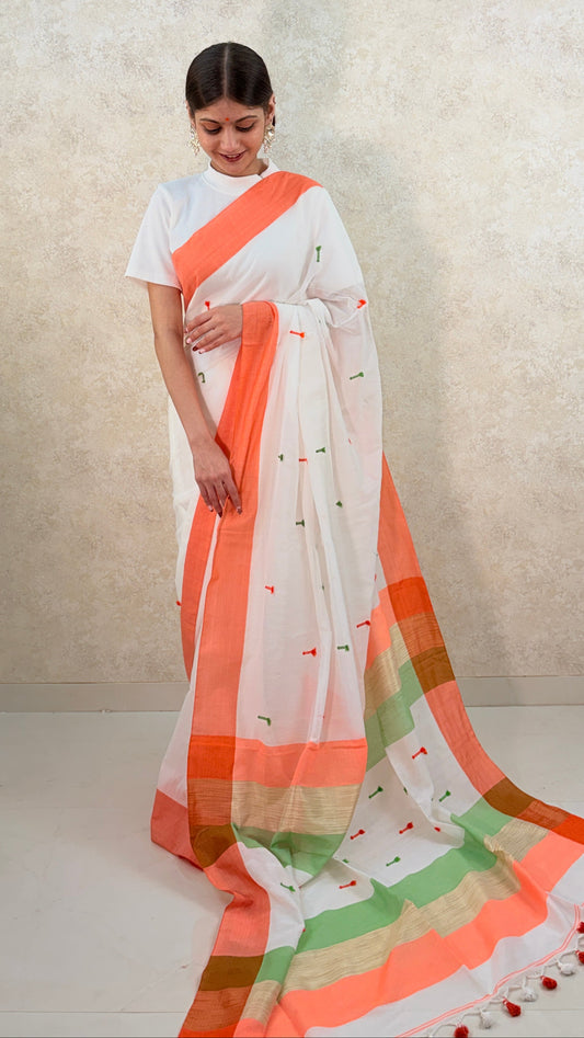Tricolour Saree of pride : Elegance woven in patriotism