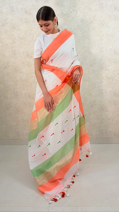 Tricolour Saree of pride : Elegance woven in patriotism