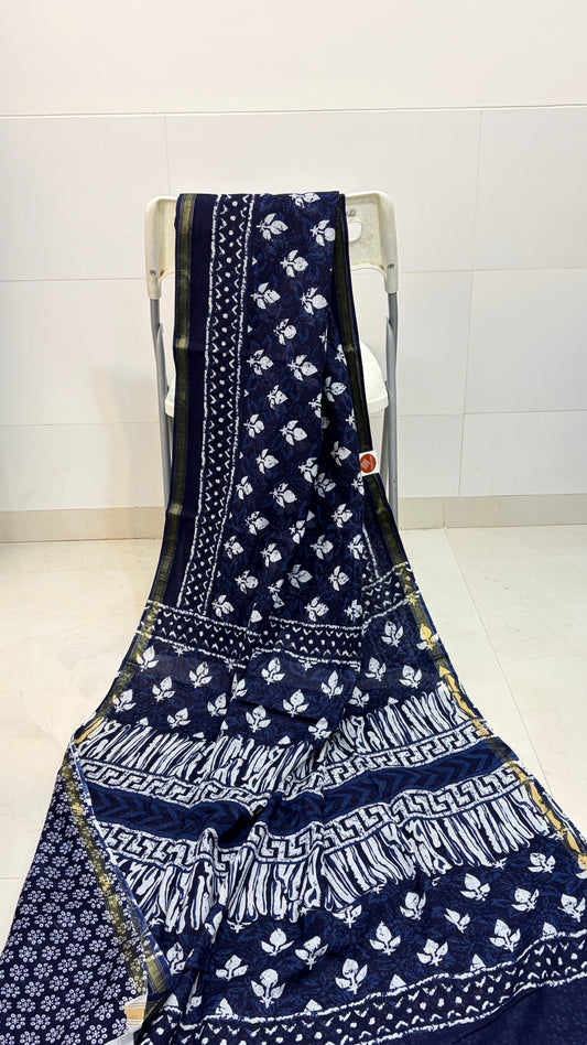 Indigo Mul Cotton Sarees  for Timeless Style