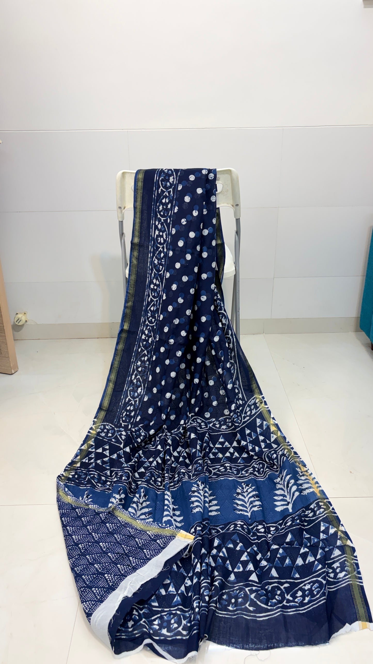 Indigo mul cotton sarees