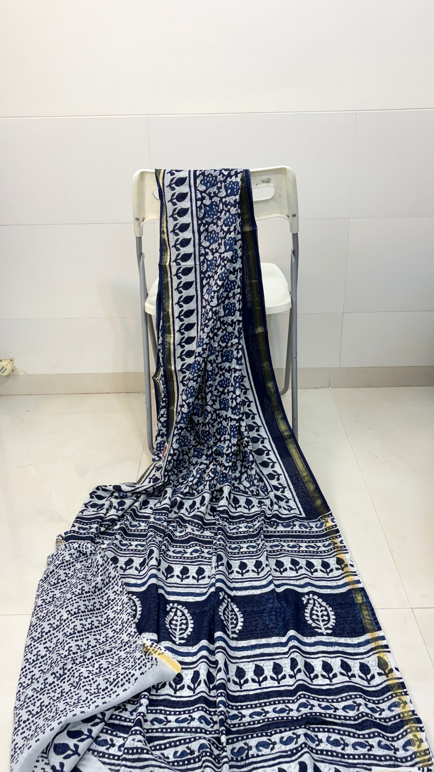 Indigo mul cotton sarees