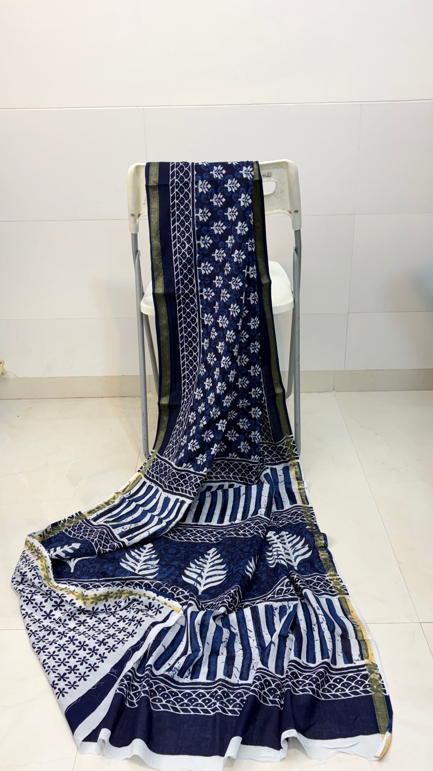 Indigo mul cotton sarees