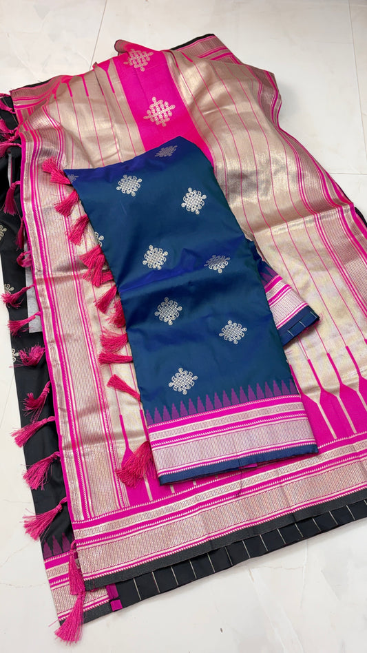 Paithani Fusion: Kolam-inspired motifs woven into Paithani grace