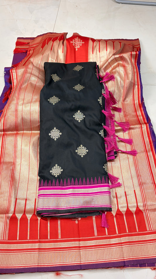 Paithani Fusion: Kolam-inspired motifs woven into Paithani grace