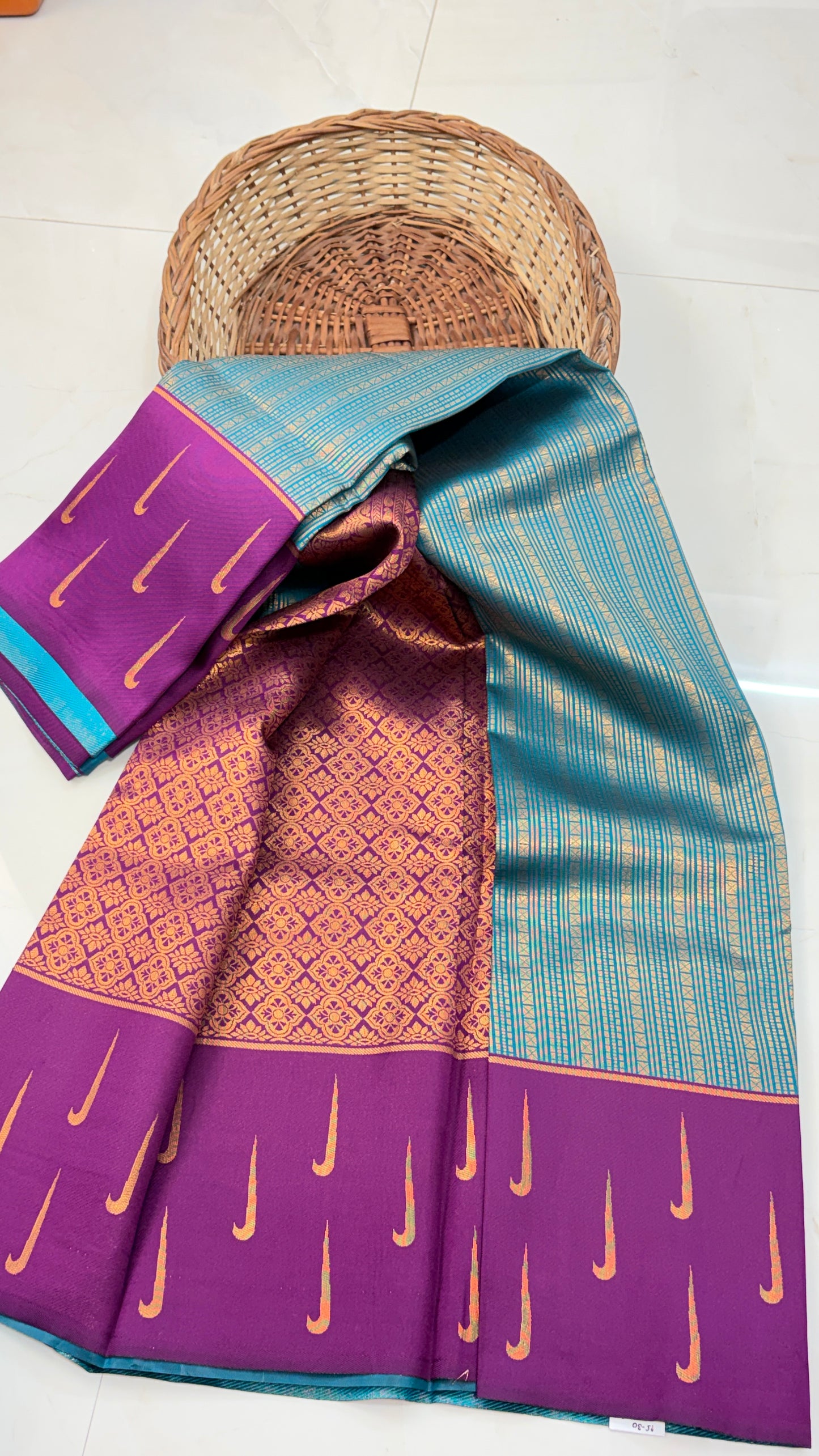 Semi Kanchi Silk sarees with Muniya Butta Border