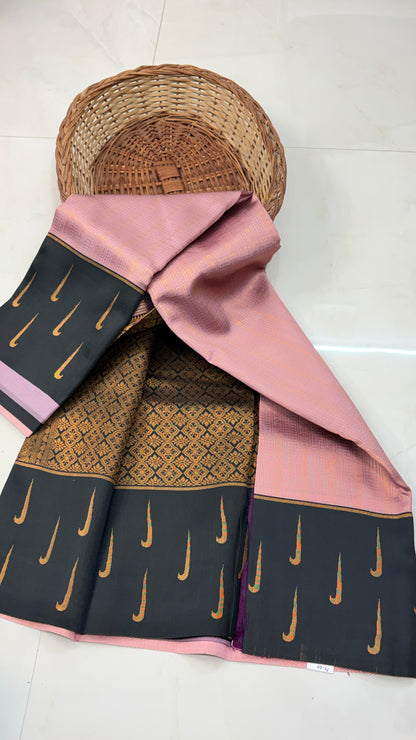 Semi Kanchi Silk sarees with Muniya Butta Border