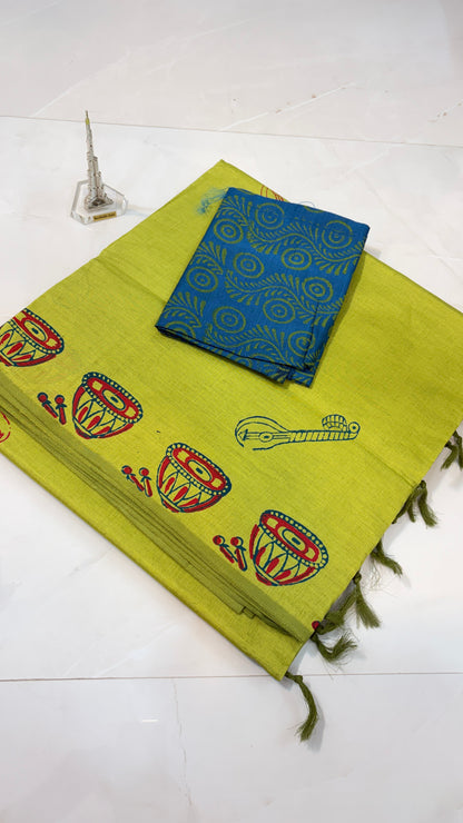 Cotton Silk Saree with Timeless Block Prints