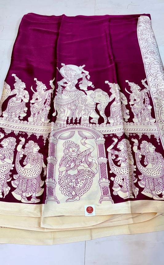 Modal Silk Sari with Tanjore Print