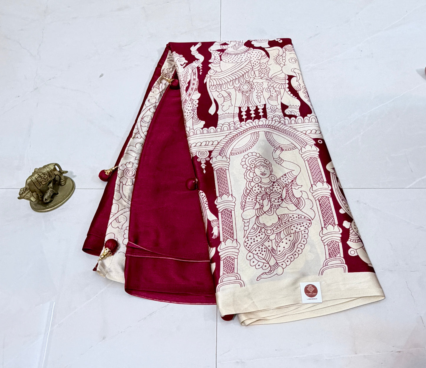 Modal Silk Sari with Tanjore Print