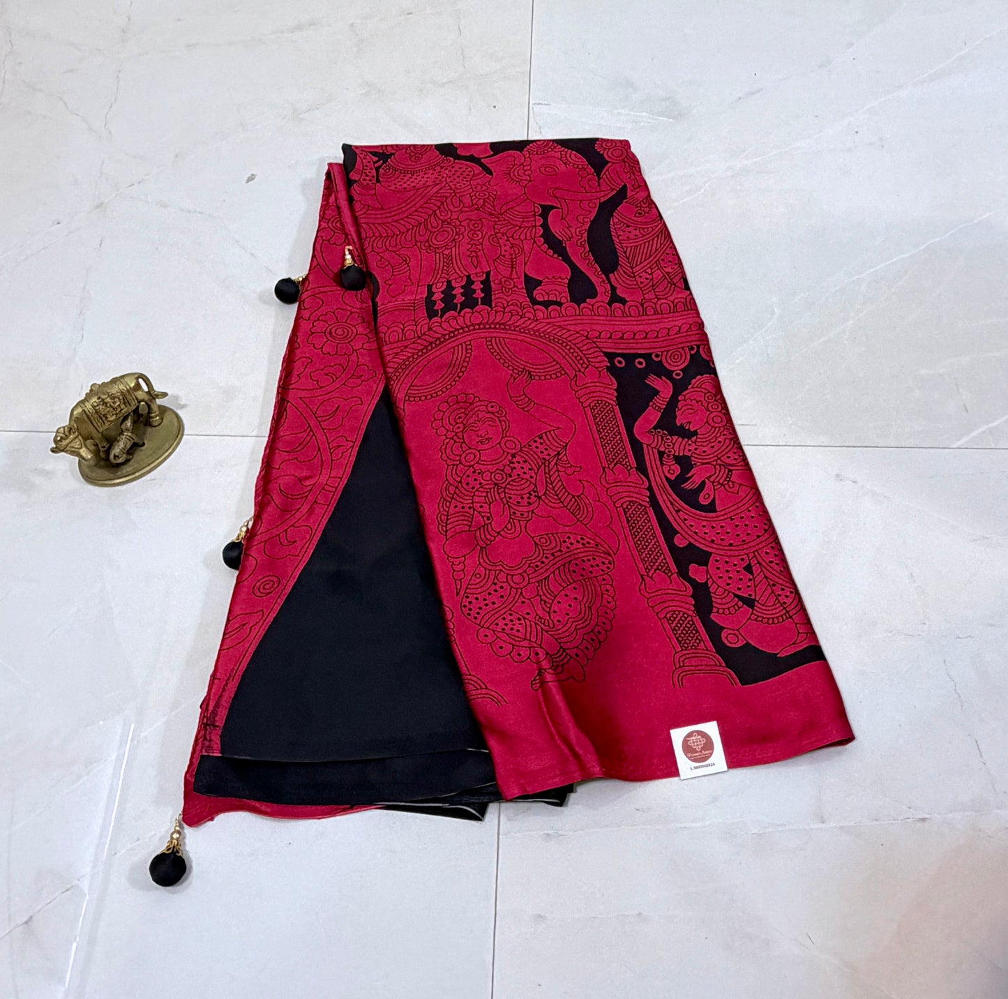 Modal Silk Sari with Tanjore Print