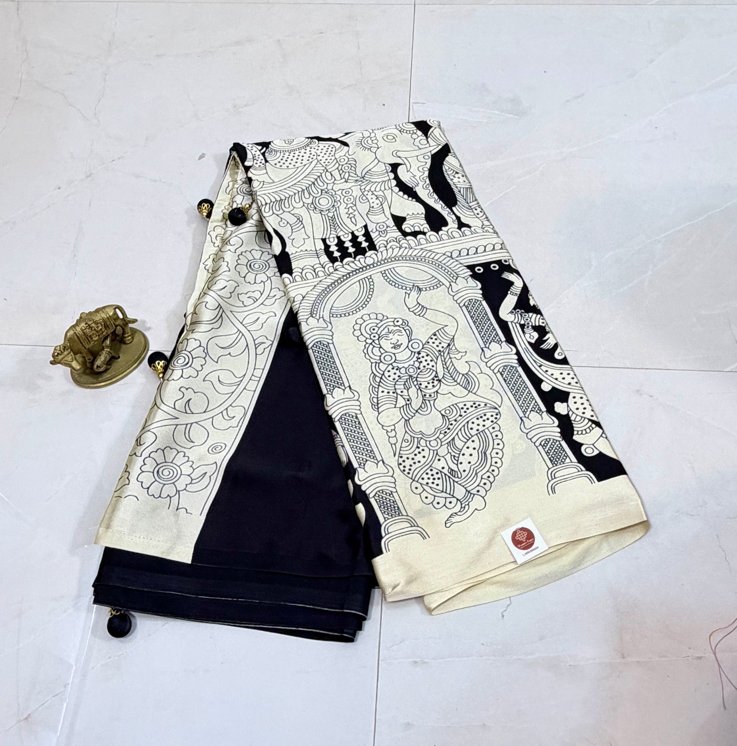 Modal Silk Sari with Tanjore Print