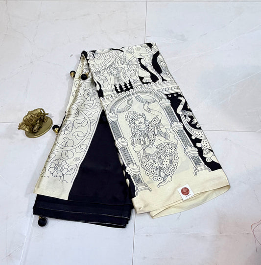 Modal Silk Sari with Tanjore Print
