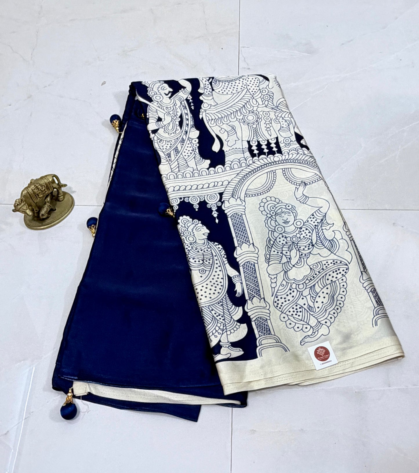 Modal Silk Sari with Tanjore Print