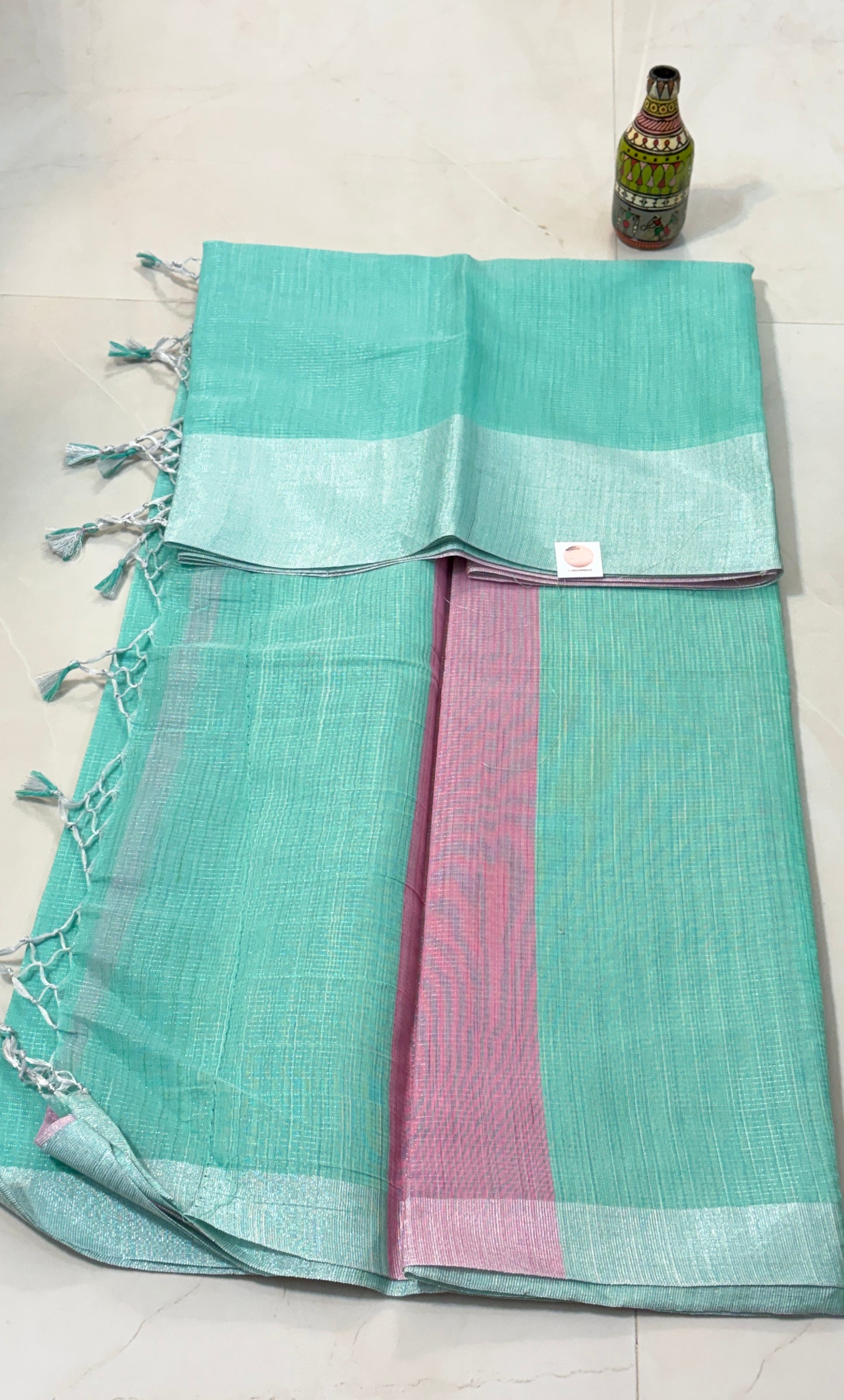 Breathable Viscose cotton sarees with Silver zari border