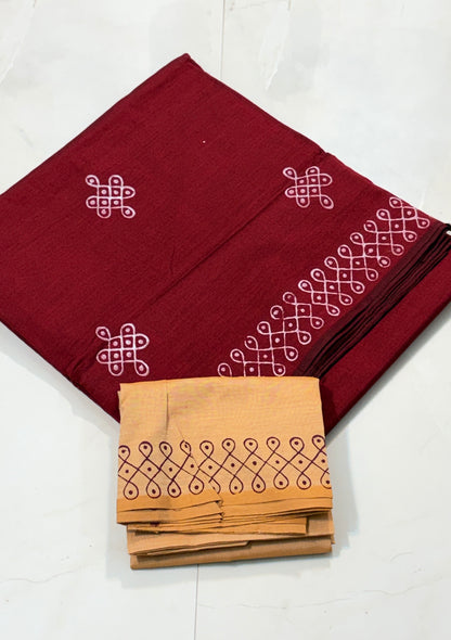 Cotton Silk Saree with Timeless Block Prints